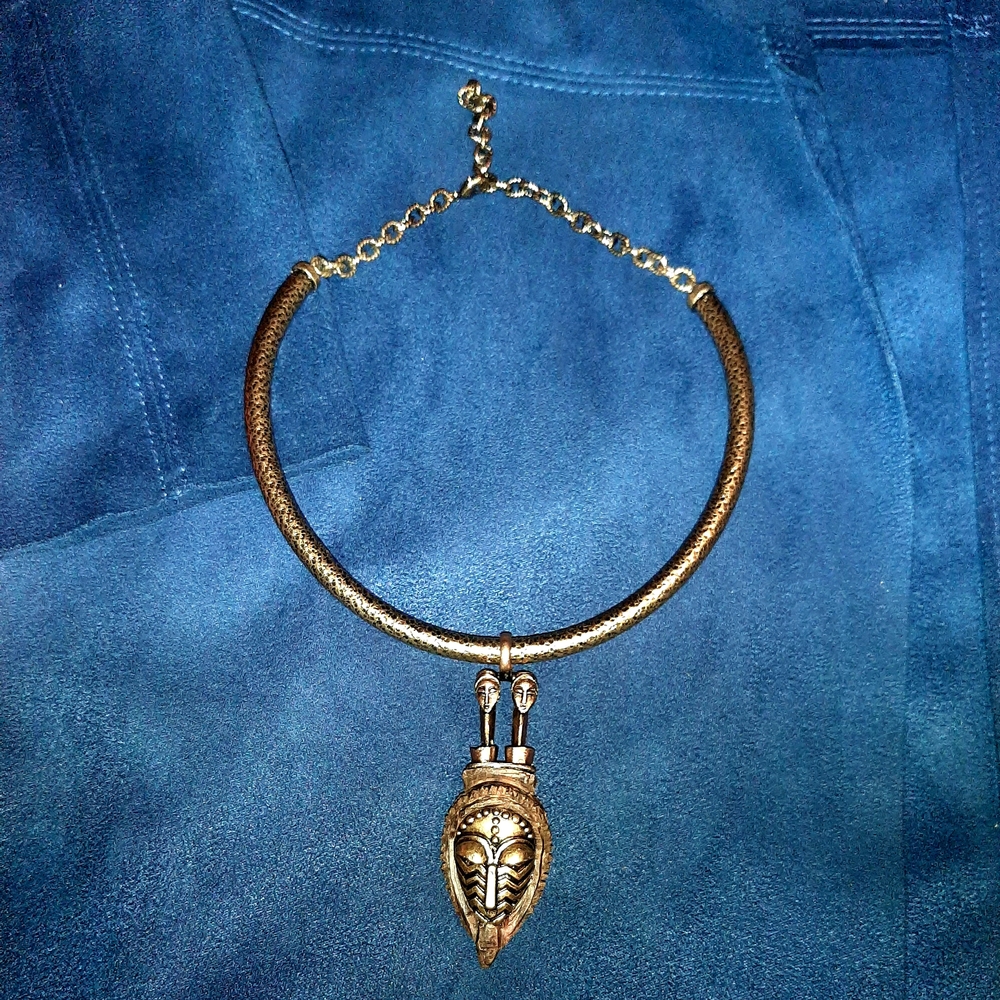 Valentino Gold Necklace with Tribal Pendant